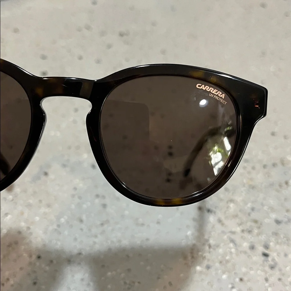 CARRERA ROUND SUNGLASSES UV LENS TORTOISE BROWN FRAMES NEW WITH CASE AND CLOTH